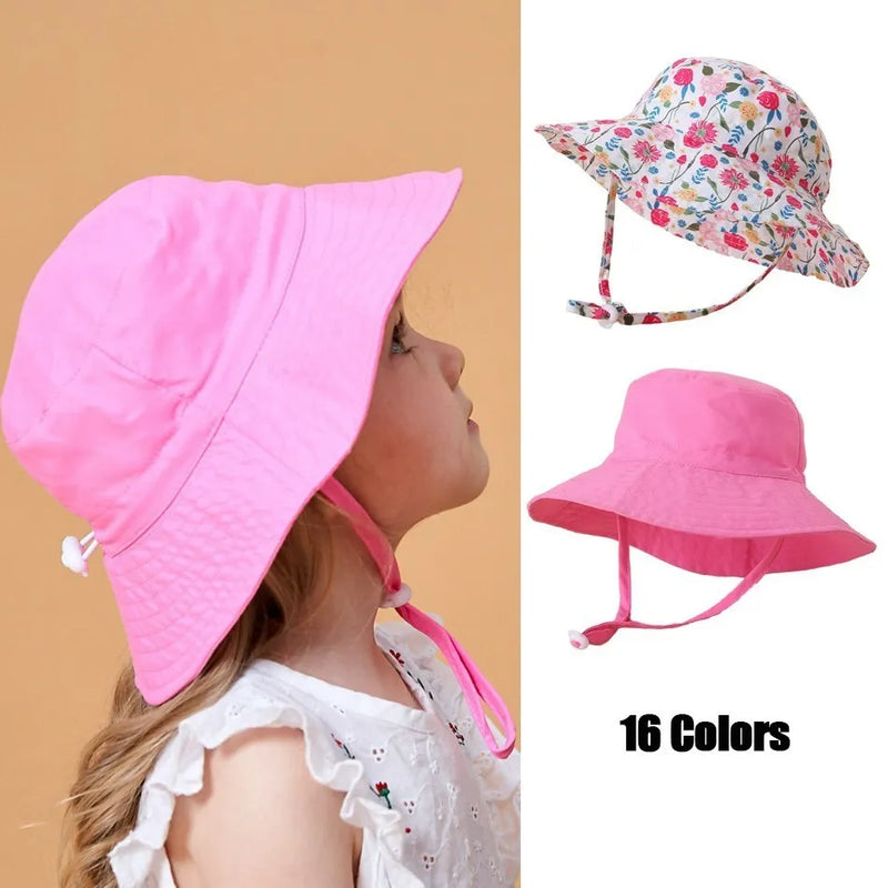 Children Hat Toddler Boys Girls Summer Cartoon Panama Sun Hat Baby Beach Fisherman Bucket Hat Kids Ear Cover Caps 0-8 Years