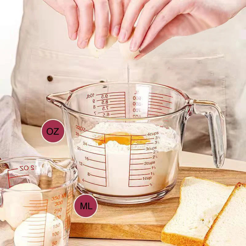 500ml/1000ml Glass Measuring Cup High Temperature Resistant Baking Tool Glass Measuring Cup Jug with Scale Clear Milk Cup