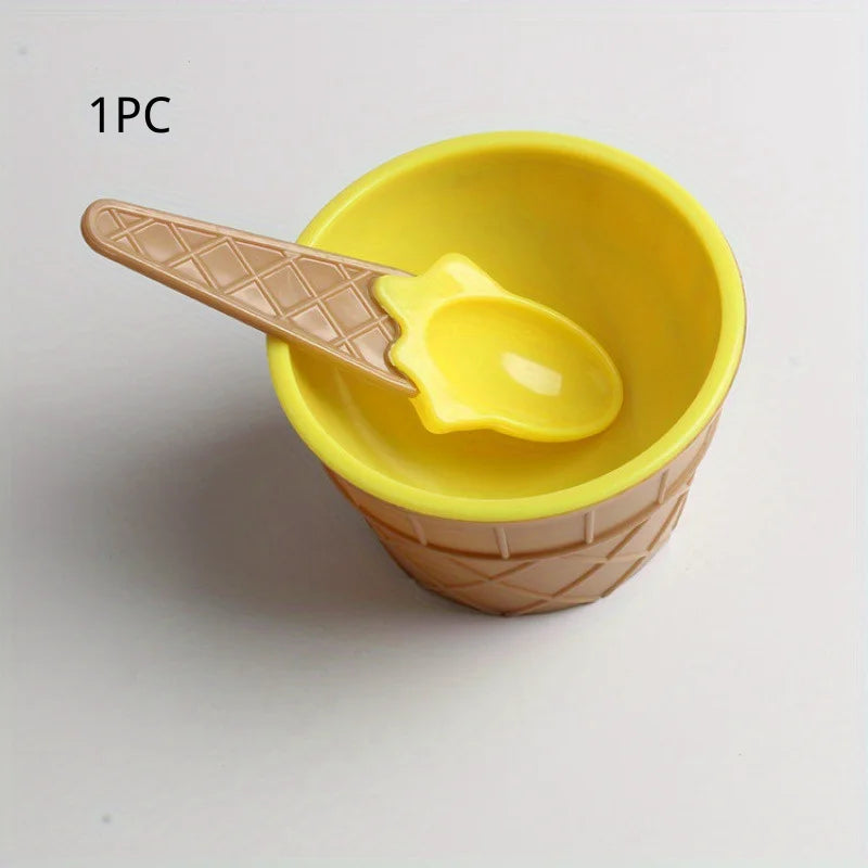 1/6pcs ice cream bowl and spoon set summer essential Christmas party ice cream mold bowl spoon kitchen supplies, kitchen tools