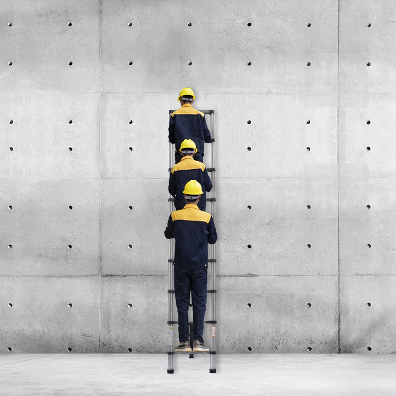 Telescopic Ladder 2.6M-5M Multi-Purpose Steel Extendable Ladder with Anti-Slip Feet,EN131 Sturdy Loft Collapsible for Attic Roof