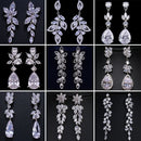 LXOEN Luxury Flower Leaf Zirconia Women Statement Long Drop Earring Wedding Party Bridal Dubai Jewelry Gift Pendientes Mujer