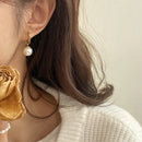 Stainless Steel Fashion Pearl Drop Earrings Women's Round Hoop Earrings Wedding Jewelry Free Shipping