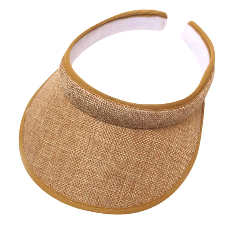 Wide Brim Foldable Beach Hat Portable UV Protection Adjustable Sport Cap Roll-up Summer Casual Straw Cap UV Protective Sun Visor