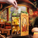 CUTEBEE DIY Book Nook Miniature Dollhouse Booknook with Touch Light Dust Cover Bookshelf Insert for Decor Gifts Mole's Apartment