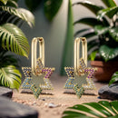 Hochwertige Zirkonia Creolen für Damen, elegante Stern-Kupfer-Ohrhänger, weiblicher Hochzeitsfeier-Schmuck, Pärchen-Geschenk