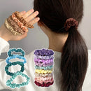 6/10Pcs/Set Seiden-Satin-Haargummis Einfarbige Haarbänder Mädchen Haar-Accessoires Pferdeschwanzhalter Kleine Haargummis Sommer-Gummiband
