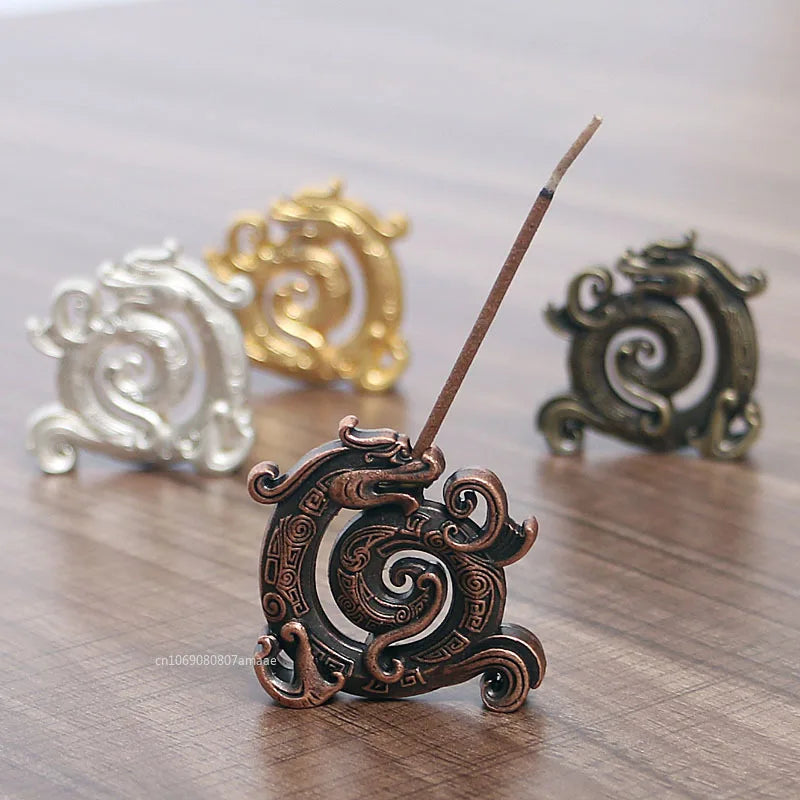 Mini Metal Gold Dragon Incense Stick Burner 1pc Creative Dragon Incense Holder Sandalwood Censer Home Office Decor