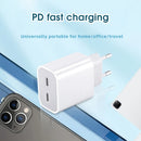 EU Plug Double Type C 20W Charger Mobile Phone Adapter With 2M Data cable for IPhone 15 16 Phone Airpods Accessories