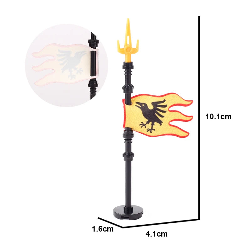 Medieval Castle Knight Figures Flag Building Blocks Ancient Holy Rome Military Army Soldier Weapons MOC Accessory Bricks Kid Toy