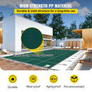 SucceBuy Poolabdeckung passend für 4,88 x 9,75 m große rechteckige Einbaupools Sicherheits-Poolabdeckung mit Drainagelöchern Netz- und feste Poolabdeckung