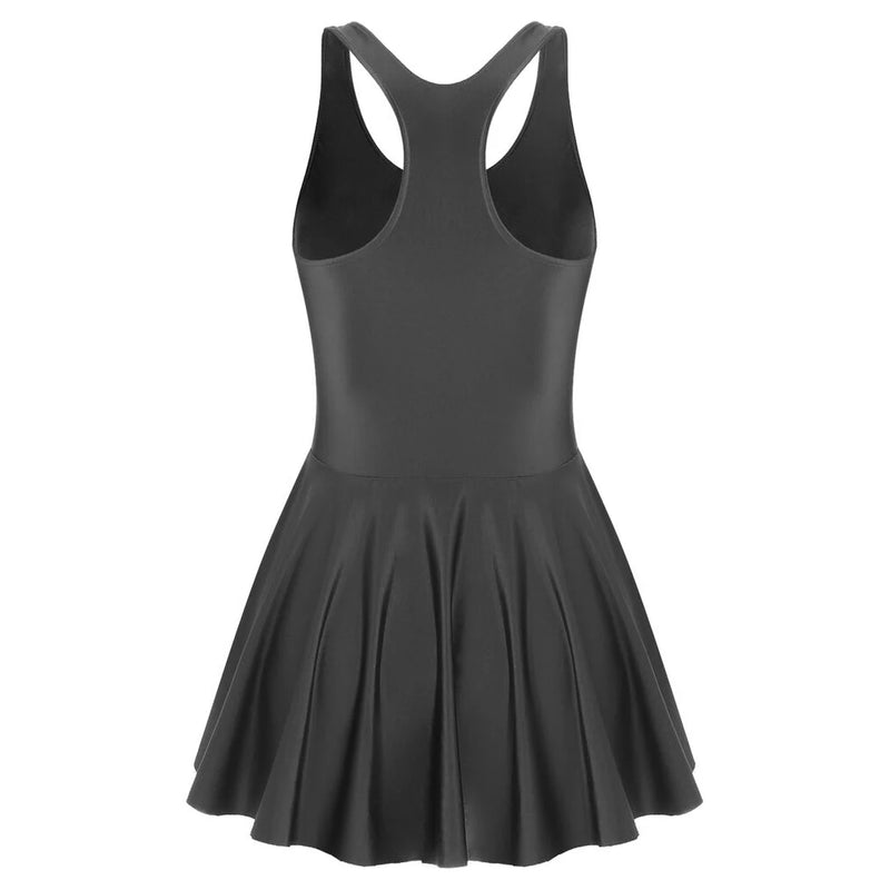 Womens Dresses Tank Dress Glossy Stretchy Sleeveless Solid Color Athletic Tennis Dress Nightwear Porno Clubwear Exotic Dresses