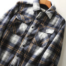 Autumn Winter Men's Fleece Linend Warm Shirt Jackets Thickened Long Sleeve Flannel Checked Shirts Vintage Casual Men Shirt Coats