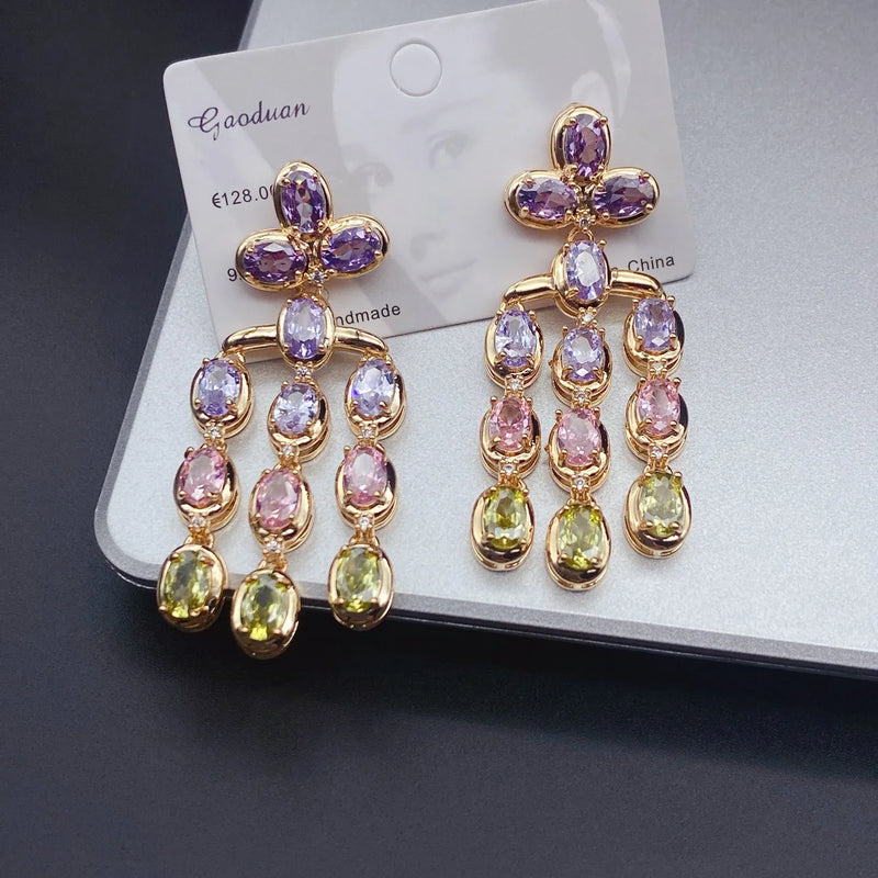 Bilincolor Cubic Zirconia Trendy Cute Tassel Summer Earring for Women