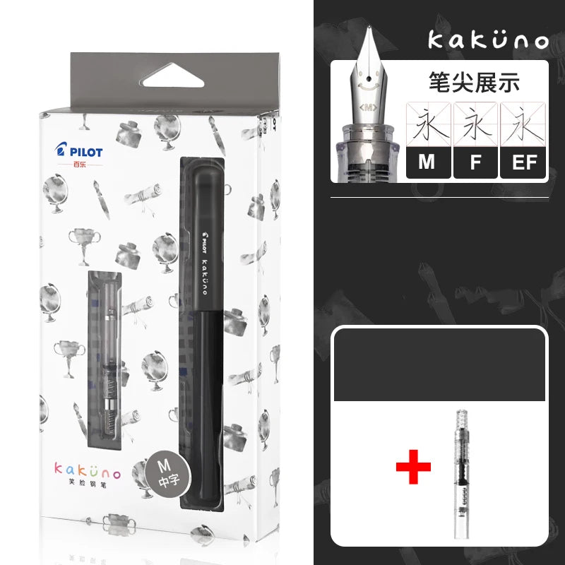 PILOT KaKuno Smile Face Fountain Pen FKA-1SR Replaceable Ink Bag Writing Smooth Stationery School Supplies Office Gift Box