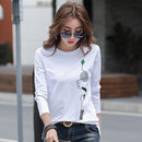 shintimes Print T-Shirt Baumwoll-T-Shirt Damen Koreanische Kleidung 2022 Herbst T-Shirts Damen Langarm Frauen Oberteile T-Shirt Femme