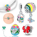 925 Silver Blue Star Easter Egg Charms Colorful Beads Fit Original Bracelets for Women Jewelry Party DIY Fine Gifts Accessories
