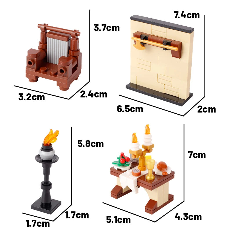 MOC City Series Building Blocks Figure Furniture House Kitchen Medieval Accessories DIY Bricks Set Christmas Toys for Kid Gifts