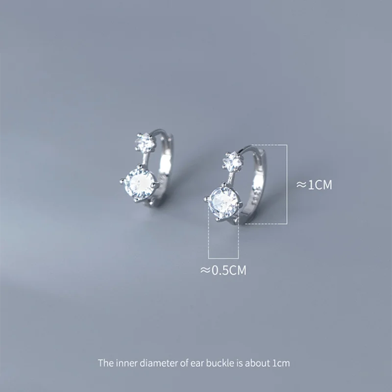 WANTME 925 Sterling Silver Luxury Black Zircon Huggies Piercing Hoop Earrings for Women Fashion Charms Chic Wedding Jewelry Gift