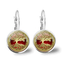Popular Jewelry Glass Pendant Alloy Earrings Tree of Life Earrings Simple Jewelry, Fashionable and Versatile Temperament Gifts