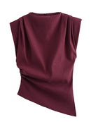Fashion Shoulderless European American Style Top Simple Pleated Decorative New Arrivals