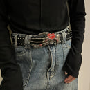 Unisex Jeans Belt Gothic Punk Y2k Designer Belts For Women Plus Size Skull Hand Heart Rivet Black Men's Belt Male Dark series