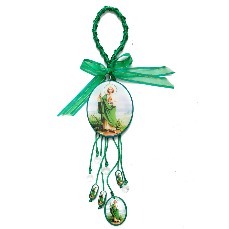 1Pc Wooden Cross Pendant Easter Gift Catholic Wooden Virgin Mary / Saint Jude Protection Blessing Charm Car Hanging Charm for Me