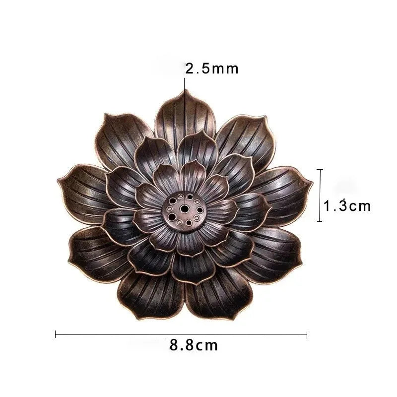 1pc Alloy Burner Stick Holder Buddhism Lotus Line Incense Plate Sandalwood Coil Base Temples Yoga Studios Home Decoration