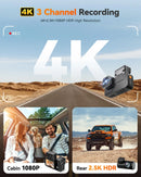 WOLFBOX X5 3 Channel 4K Dash Cam STARVIS 2 IMX678 4K+2.5K Front and Rear Inside Triple Car Camera 5.8GHz WiFi Mirror Car DVR