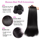 Bundles Straight Human Hair Weave Peruvian Hair Bundles Remy Hair Extension Natural Black 1/3/4 Pcs 10-40 Inches