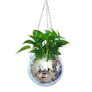 1pc Unique Handcrafted Bohemian-Inspired Hanging Disco Mirror Ball Planter - Self-Watering, Space-Saving, Stylish Home Decor for