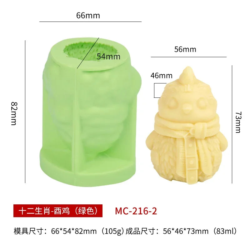 12 Zodiac Candle Silicone Mold 3D Abstract Animal Plaster Resin Making Tool Handmade Soap Ice Chocolate Cake Baking Mould