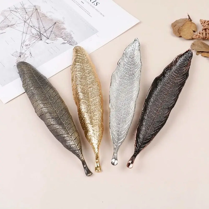 Incense Holder Ash Catcher Long Leafs Censer Pastille Burner Meditation Linden Leaf Alloy Creative Tray Home Decor Accessory