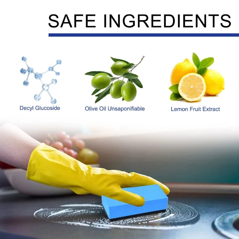 Kitchen Cleaning Powder Concentrated Heavy Oil Pollution Cleaner with Sponge Towel Gloves Household Degreasing Powder