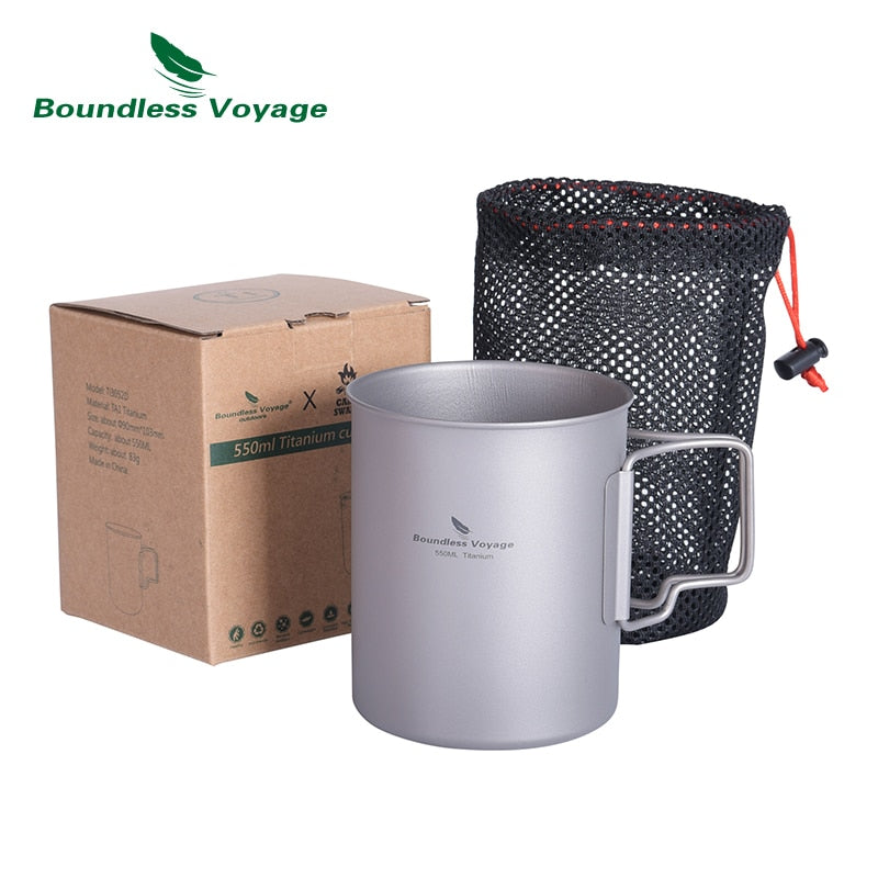 Boundless Voyage Titanium Mug Camping Cup Supplies Outdoor Pot with Lid Lightweight Cookware Travel Tea Coffee Tableware