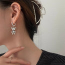 Anti-Allergie 925 Silber Nadel Damen Quasten Ohrstecker Vintage Accessoires Kleiner Bär LOVE Herz Asymmetrischer Party Schmuck
