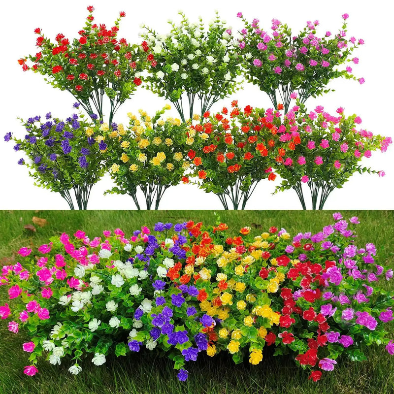 3/8pcs,Anti-UV Artificial Flowers For Home And Garden Decor -Realistic↑₇Simulation Floral Bouquets And Shrubs