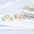 Simple Metal 925 Sterling Silver Ear Needle 26 Letters Small Earrings Zircon Exquisite Letter Earrings Cute Girls Jewelry Gifts