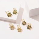Hochwertige Zirkonia Creolen für Damen, elegante Stern-Kupfer-Ohrhänger, weiblicher Hochzeitsfeier-Schmuck, Pärchen-Geschenk