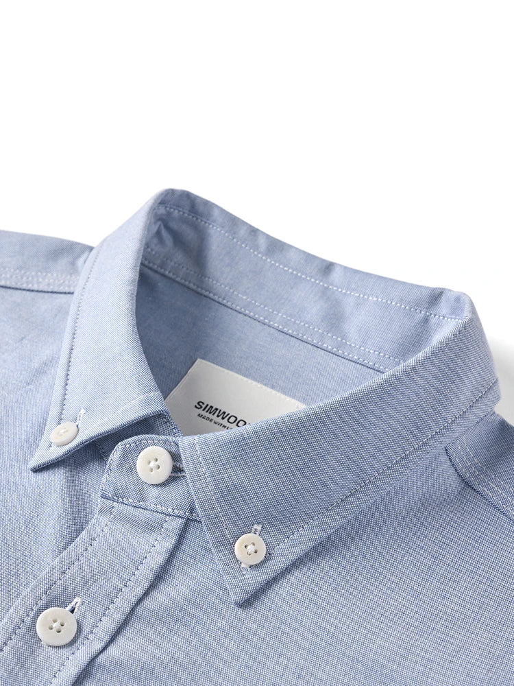 SIMWOOD 2025 Autumn New Regular Fit Smart Casual Shirts Men Basic Solid Color 180gsm Oxford Fabric Shirts