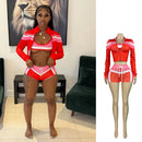2025 Trending Summer Outfit Woman 3 Piece Set Fitted Tracksuit Color Block Sports Bra Jacket and Shorts Ladies Gym Workout Sets