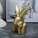 Cute Resin Rabbit Ornament Black White Rabbits Figurine for Easter Small Size Indoor Decorations Gift