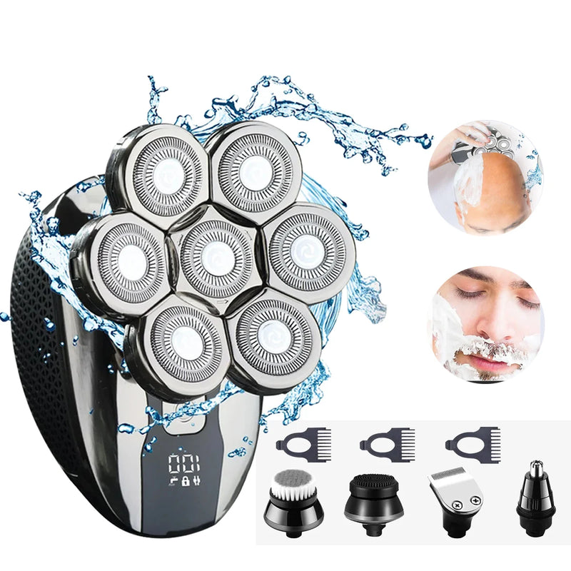 GENKO New Electric Shaver For Men High Quality 7D Independently Electric Razor Waterproof Bald Shaving Machine With Clipper