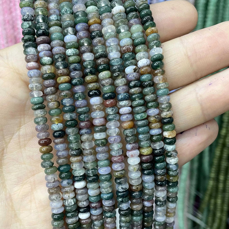 Natural Agates Tiger Eye Chalcedony Jades Stone Round Rondelle Spacer Beads For Jewelry Making Diy Bracelet Accessories 2X4mm