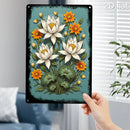 Lebendige Wandtafel mit Blumenmotiv – 2D Metallschild mit Lotusblumendesign, 20x30 cm für Innen- und Außenbereich, Haus- & Gartendekoration