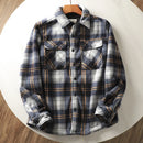 Autumn Winter Men's Fleece Linend Warm Shirt Jackets Thickened Long Sleeve Flannel Checked Shirts Vintage Casual Men Shirt Coats