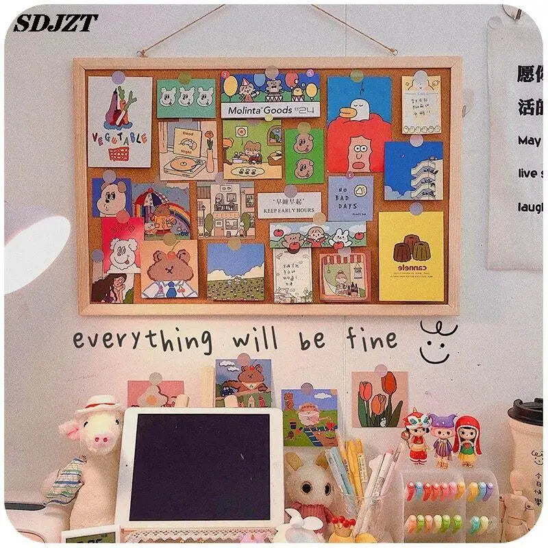 Minkys Kawaii Zachte Houten Brief Message Board Decoratieve Postkaart Foto Muur Kurk Boord Memo Papier Achtergrond Board