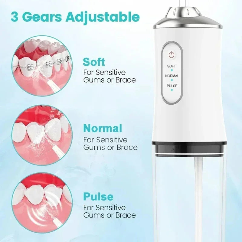 Xiaomi Portable Oral Irrigator Dental Water Flosser USB Rechargeable Water Jet Floss Tooth Pick 4 Jet Tip 3 Modes Teeth Cleaner