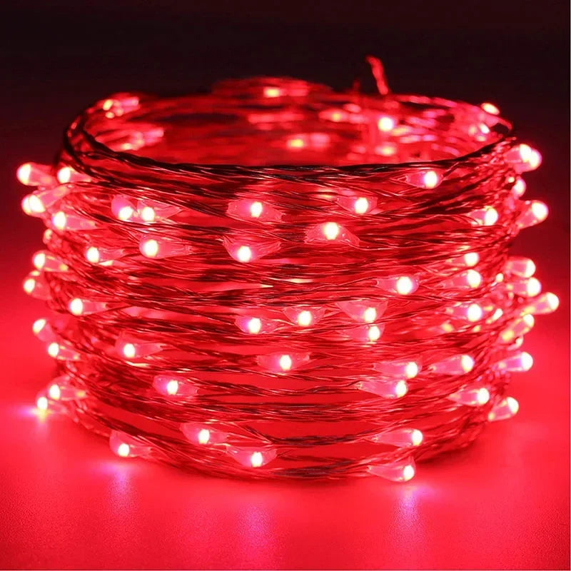 5M 10M Waterproof USB Battery LED Lights String Copper Wire Fairy Garland Light Lamp Christmas Wedding Party Holiday Lighting