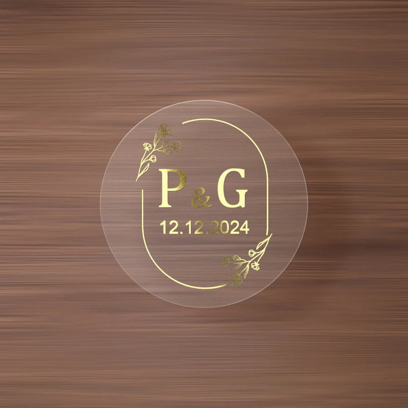 Custom Gold Foil Stickers Wedding nvitation card gift box Personalized Round logo Bridal Party Decoration Hebrew Minor Language