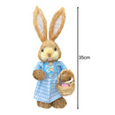 Cute Straw Rabbits Bunny Standing Decorations w/Carrots for Easter Party Home Garden Wedding Ornament Photo Props Crafts